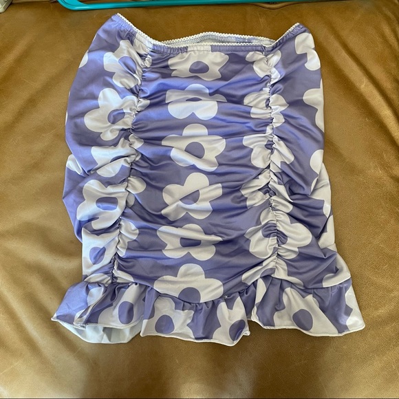 ✅ LAVENDER PURPLE FITTED FLORAL MINI SKIRT - Picture 6 of 13